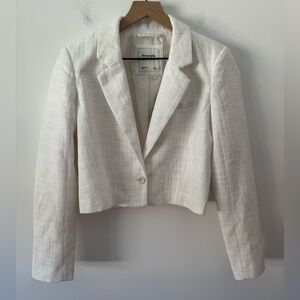 NWT Abercrombie & Fitch White Cropped Textured Blazer Small